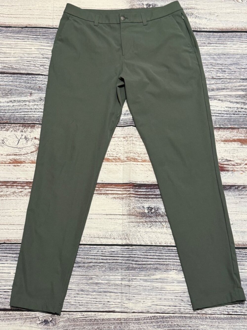 Lululemon ABC Slim Fit Olive Green Warpstreme Pants Men's Size 34 EUC LM5AQZS - Picture 3 of 10